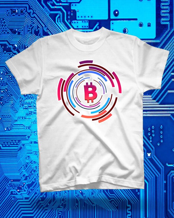 100 % Cotton Crypto Shirt "B Colorful" White - Large