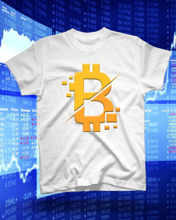 100 % Cotton Crypto Shirt "Bitcoin" White - Large