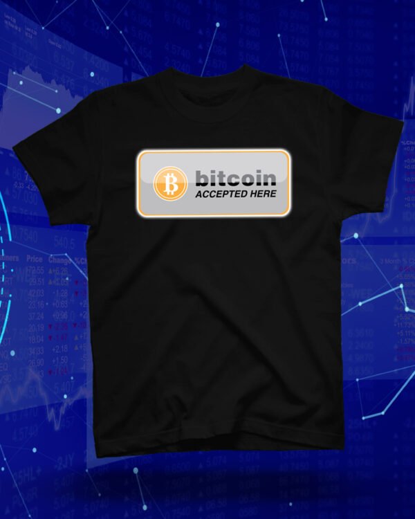 100 % Cotton Crypto Shirt "Bitcoin Accepted Here" Black - Large