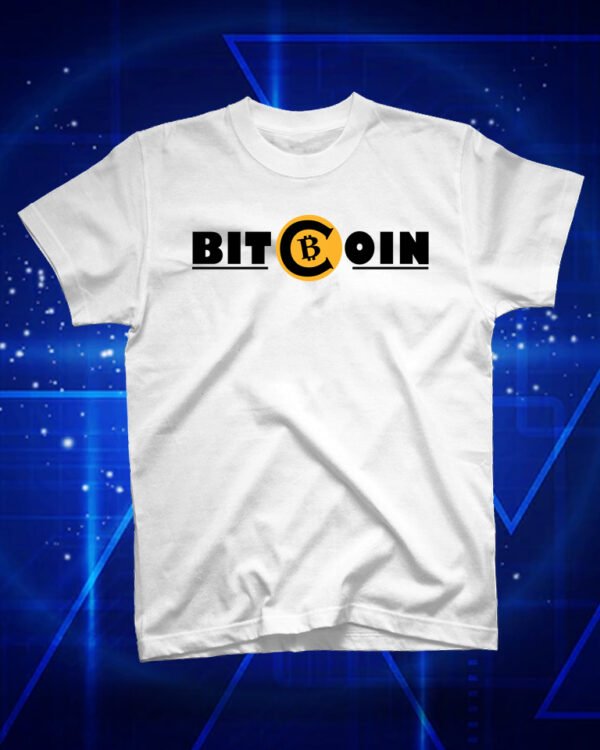 100 % Cotton Crypto Shirt "Bitcoin" White - Large