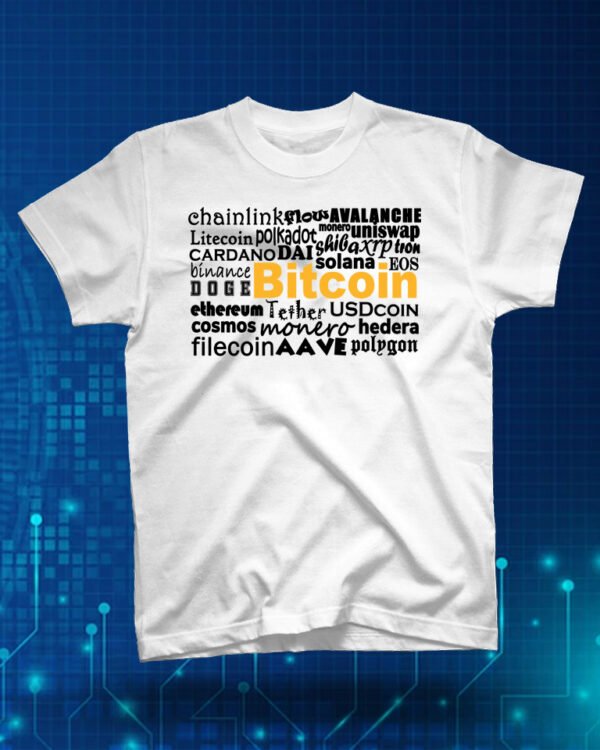 100 % Cotton Crypto Shirt "Crypto Names" White - Large