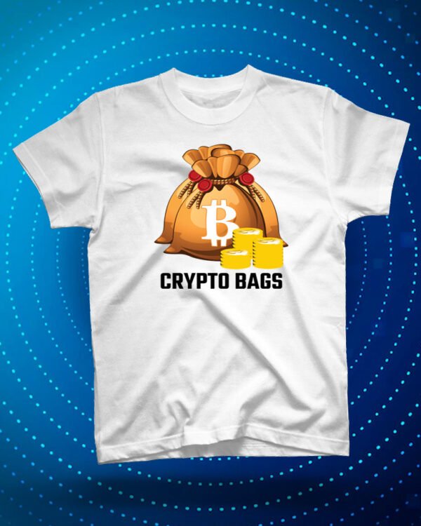 100 % Cotton Crypto Shirt "Crypto Bags" White - Large