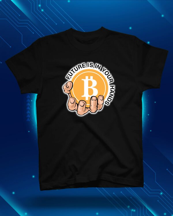 100 % Cotton Crypto Shirt "Future is in your Hands" Black - Large