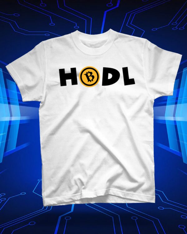 100 % Cotton Crypto Shirt "HODL" White - Large